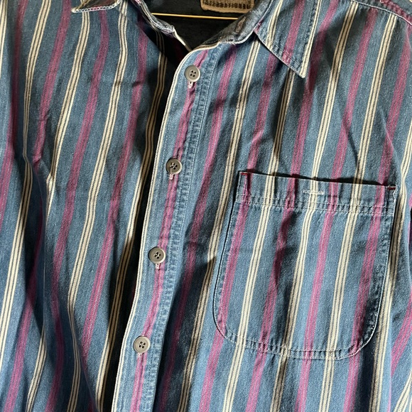 MTO Mens Long sleeve button Up striped casual dress shirt-XL - Picture 2 of 6